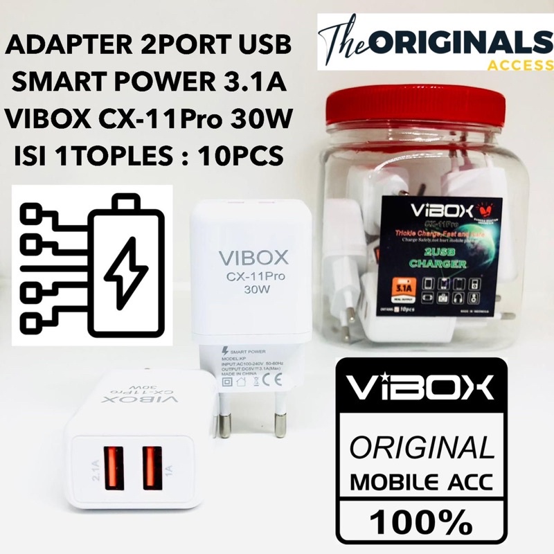 PERTOPLES BATOK CHARGER 2USB VIBOX CX11PRO 30W 3.1A SMART POWER CX11 Pro