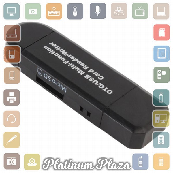 Centechia 2 in 1 OTG Card Reader SD/TF Card Micro USB 2.0 - USB30HS - Black`I68QLZ-