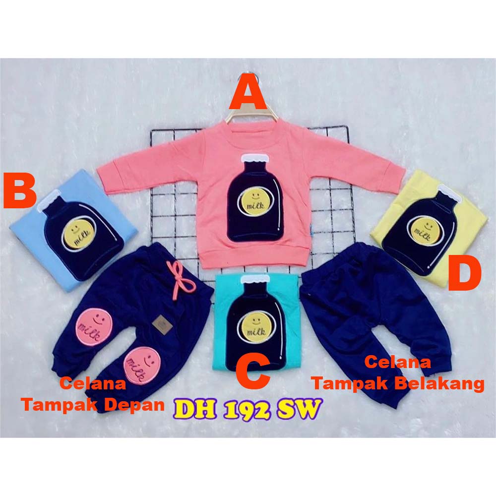 Baju Bayi Setelan Sweater Nyaman Lucu Lengan panjang Celana Panjang Davici Milk