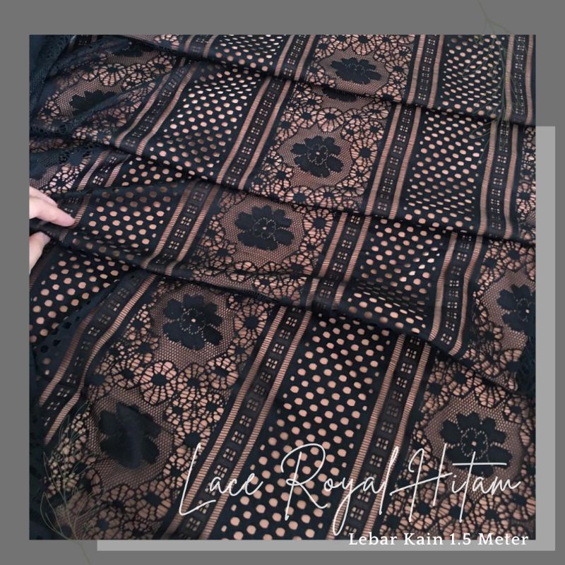 Dasar Kain Kebaya Renda Brokat Lace Royal Warna Hitam