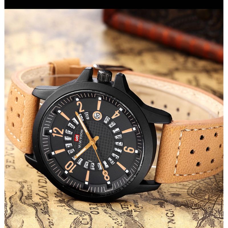 jam tangan pria analog original ori import vava voom tali kulit