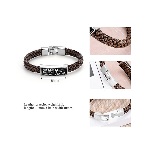 LRC Gelang Tangan Fashion Brown+silver Color Skull Pattern E74245