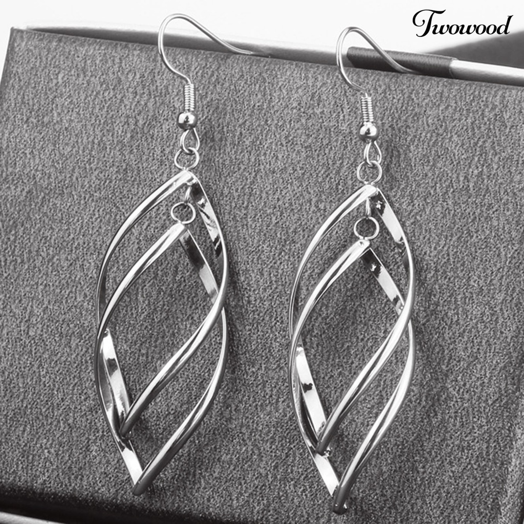 Twowood 1 Pair Hook Earrings Spirals Rhombus Jewelry Delicate Long Lasting Drop Earrings for Daily Wear