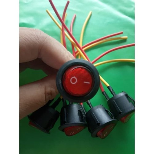 Saklar Switch Tombol BULAT On Off LED Motor Mobil Lampu UNIVERSAL Kabel Tebal