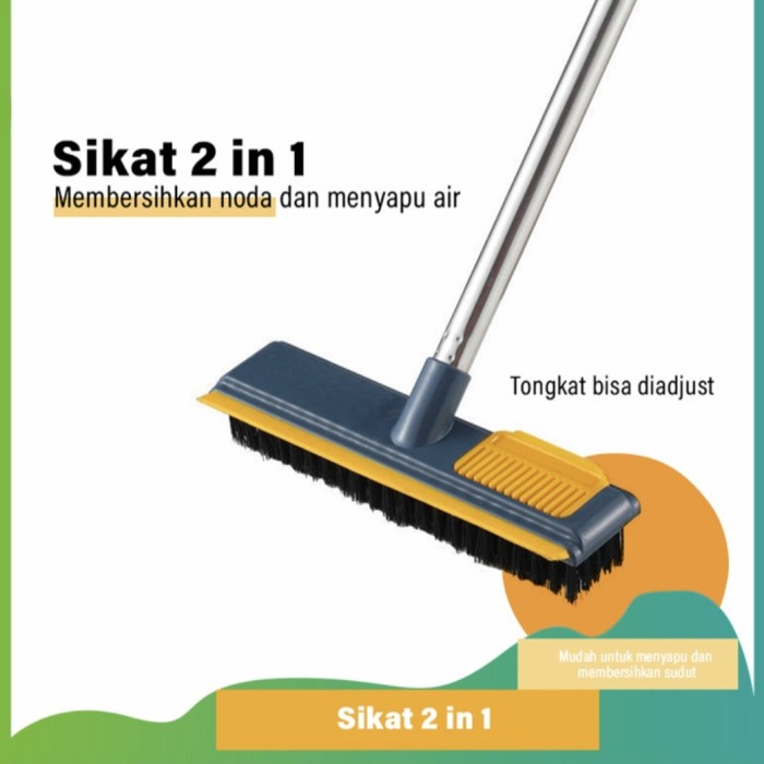 D46 Sikat Lantai TEBAL Dorong 2in1 Gagang Adjustable Toilet KamarMandi GHM