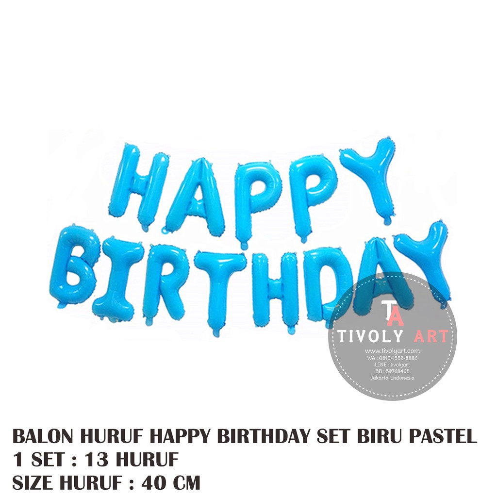 Jual Balon Huruf Happy Birthday SET BIRU PASTEL / Balon HBD SET BIRU ...