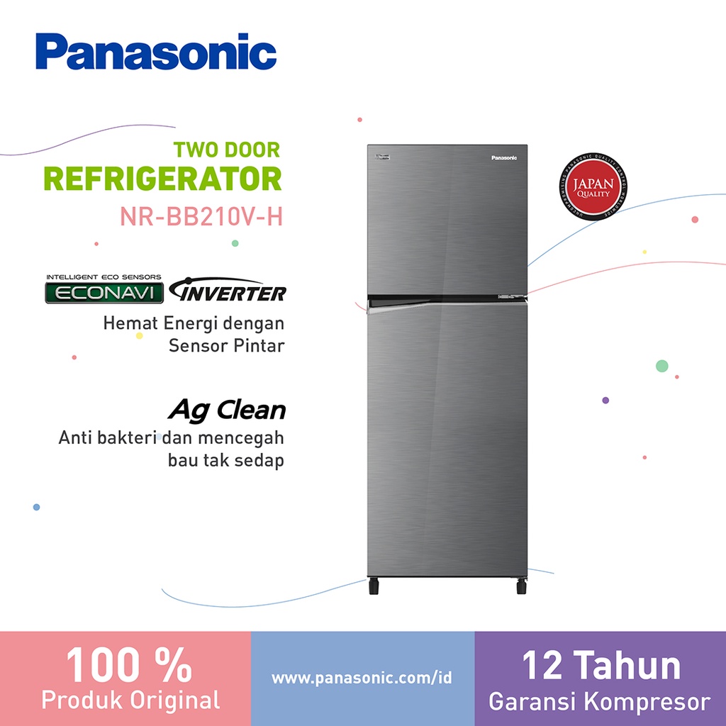 Panasonic NR-BB210V-H Kulkas 2 Pintu [210 L] - Glory Grey