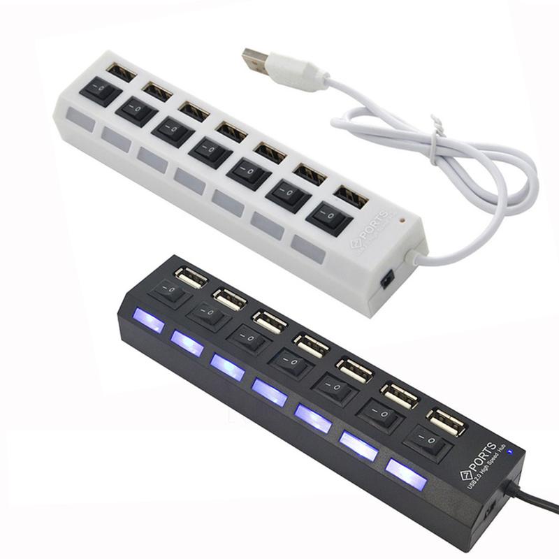 Usb Hub Saklar 7 Port On/Off High speed Saklar Tombol ON OFF Lampu LED 7 port USB HUB Switch 7port Ports Sambungan Kabel Adaptor Charger Batok Cas