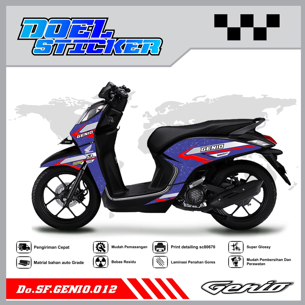 Sticker Striping Variasi Genio List Variasi Hologram , Crome Doel 012