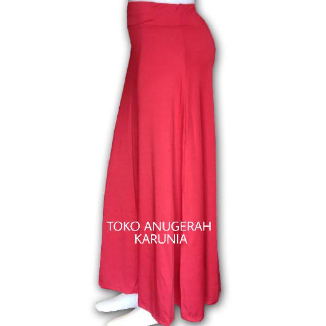 Rok Panjang Polos kaos rayon dan spandek-merah