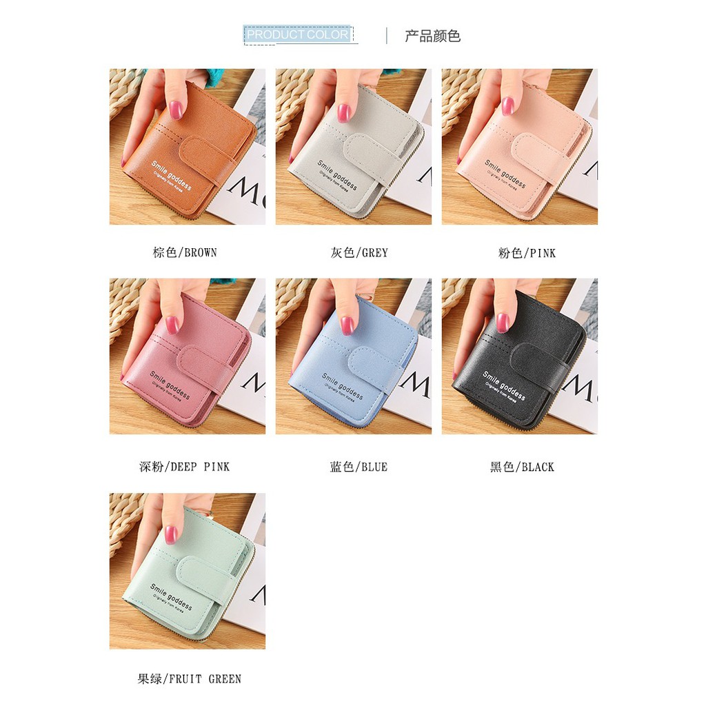 TASBLUE Dompet Wanita Mode Korea Dompet Wanita Kecil Berkualitas Tinggi  878  Dompet Wanita Murah  Ritsleting Kulit Asli  Dompet Kartu Lipat Pendek  Dompet Mini  Fashion Wanita Impor Korea