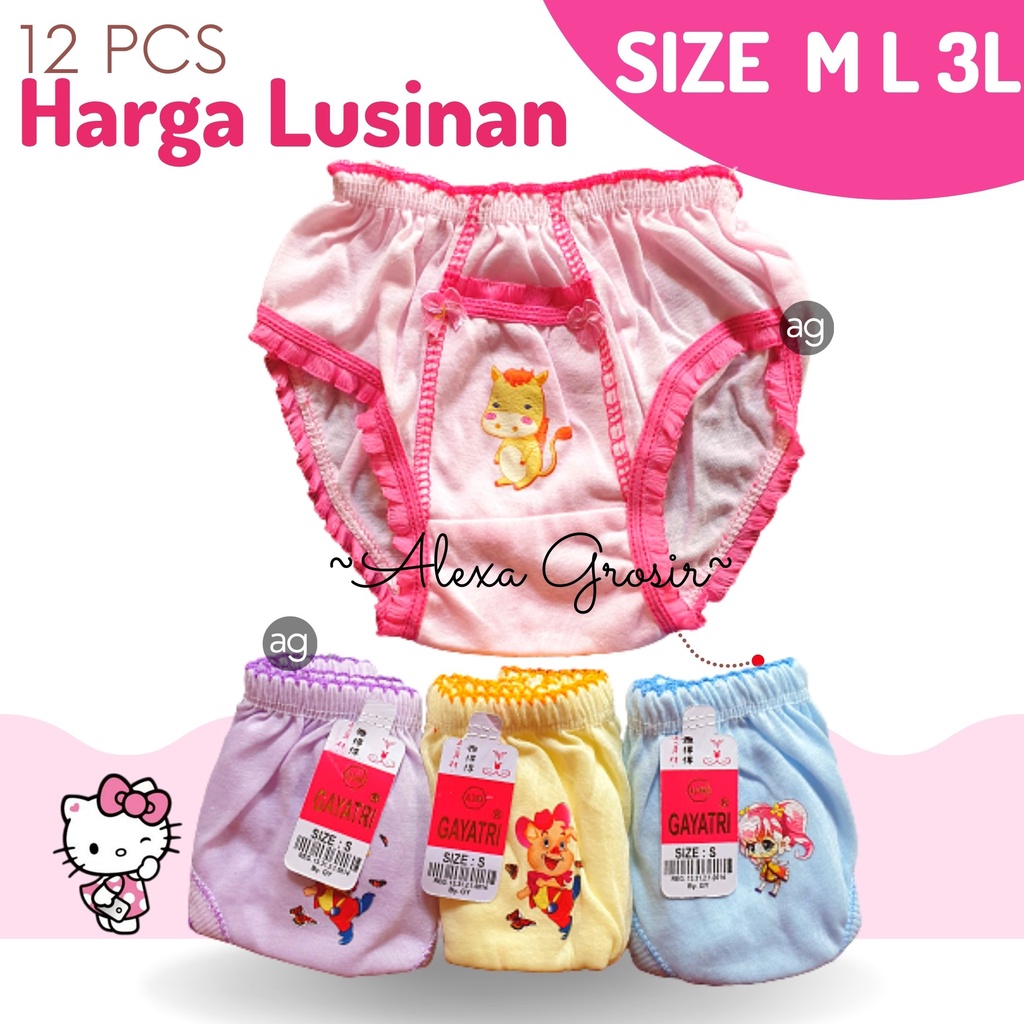 GROSIR 12 PCS CD Celana Dalam Anak Cewek 1-2 Tahun Saku Lucu Anak Murah CD lokal CD bonbon 3L