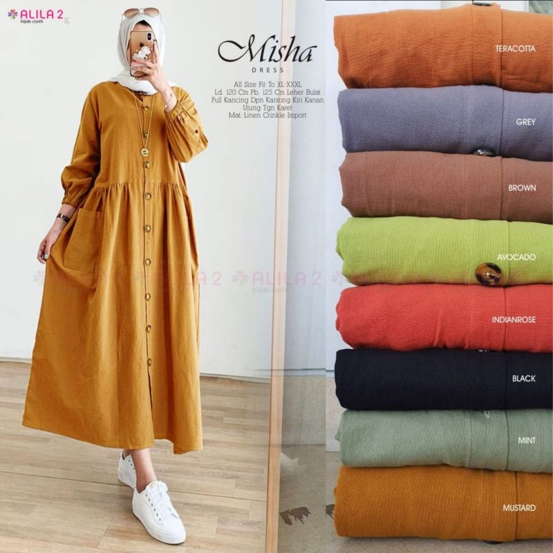 Gamis Midi Misha #1 Ori Alila 2 Jumbo Ld 120 Pb 125/Midi Dress / Midi Dress Muslim / Midi Dress Jumb