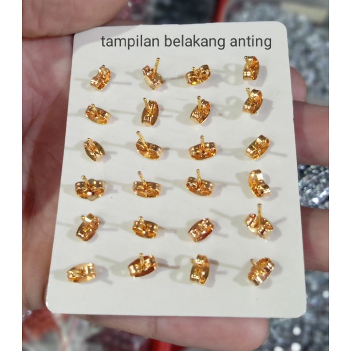 C-120.ANTING TUSUK WANITA XUPING BERLAPIS EMAS DENGAN MATA ZIRCON.