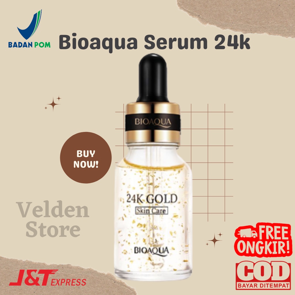 Bioaqua 24k Gold Skincare SERUM 30ml 50ml / Serum Wajah / Skin Brightening Serum / Anti Aging Whitening / Melembabkan Kulit Mendehidrasi Kulit Original BPOM 100%