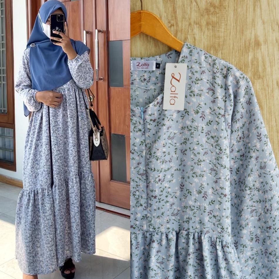 (BIG SALE) DIAH crincle dress by ZALFA OUTFIT / dress crincle/ gamis crincle/ gamis bunga