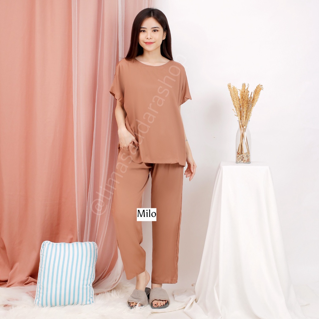 Baju Setelan Wanita, Piyama Celana Panjang Wanita bahan Rayon, Set Wanita