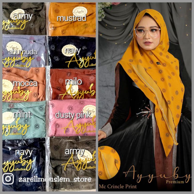 ZAZIZESTORE - KHIMAR MOTIF AYYUBY PREMIUM / JILBAB CRINCLE PAYET / AYYUBI HIJAB