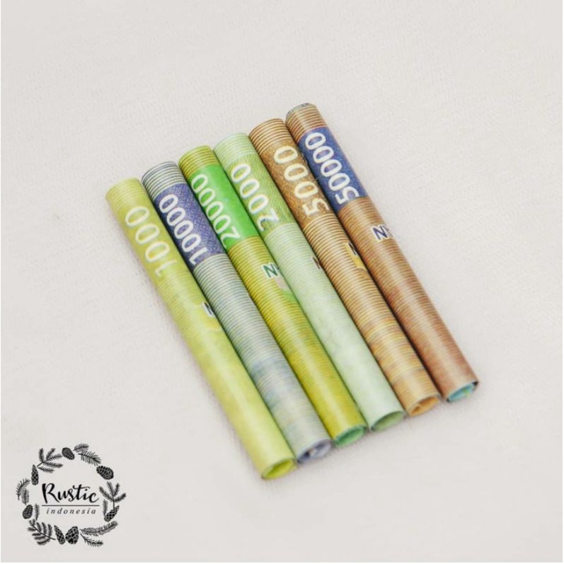 UANG PALSU GULUNG ORIGAMI GULUNG 1 buah uang mainan mahar bentuk roll full
