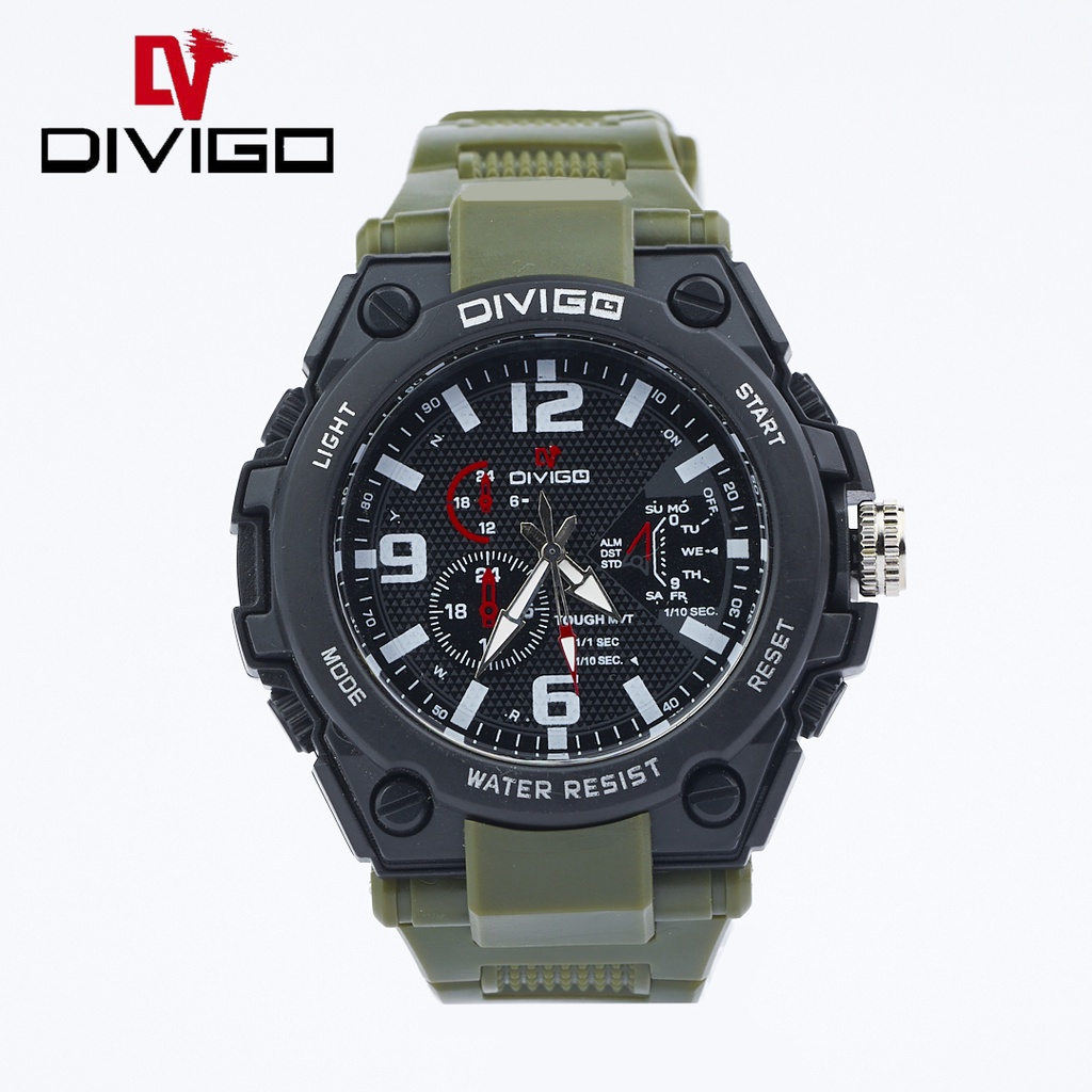 Bisa COD - Jam Tangan Pria Divigo Analog Sport Strab Rubber Water Resist D-22