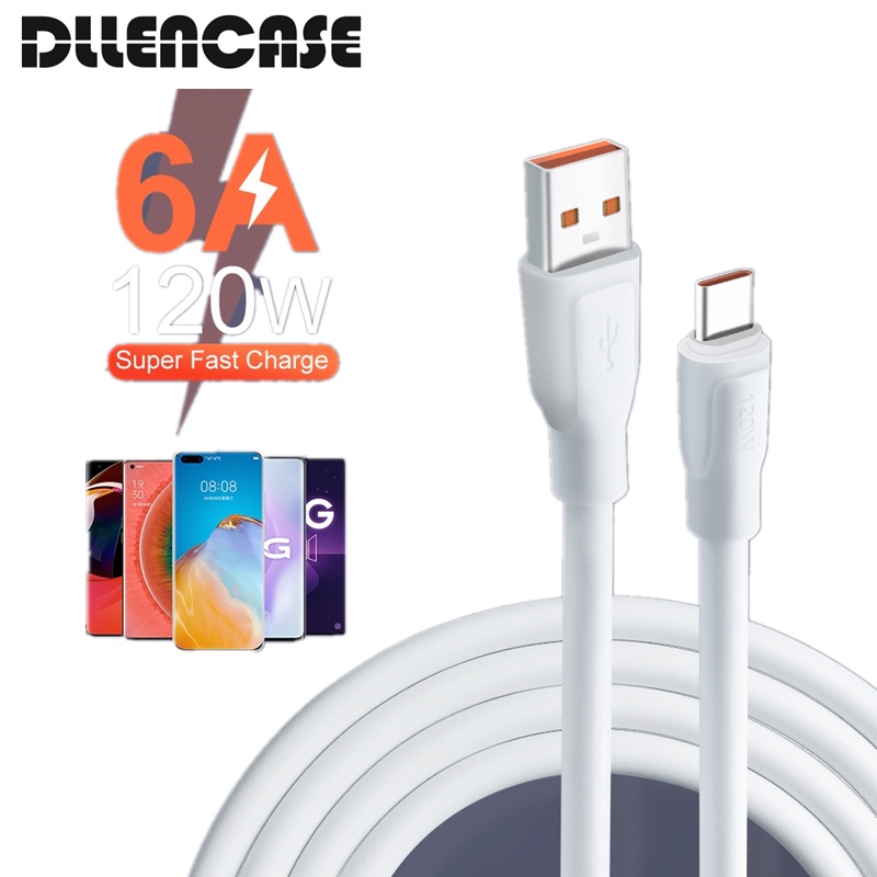 Dllencase Kabel Data / Charger USB Tipe-C Fast Charging 6A 120W Untuk Huawei Mate 40 50 Xiaomi 12 One Plus 10 Pro A303