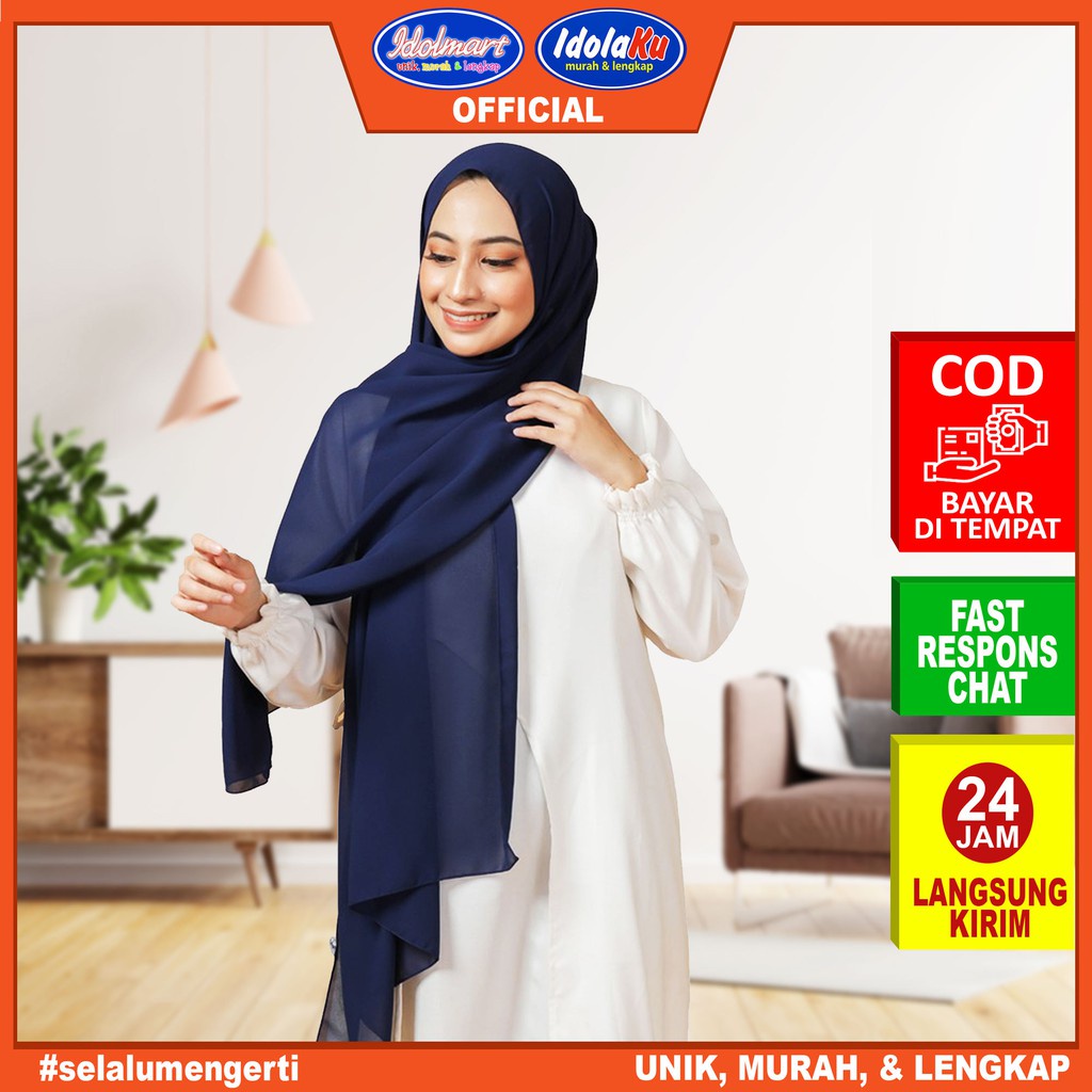 IDOLMART Kerudung Umama Polos Pashmina Baby Doll / Pashmina Ceruty Baby Doll  Umama Surabaya