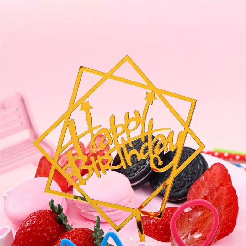 Cake topper happy birthday / tusukan hiasan kue happy birthday acrylic