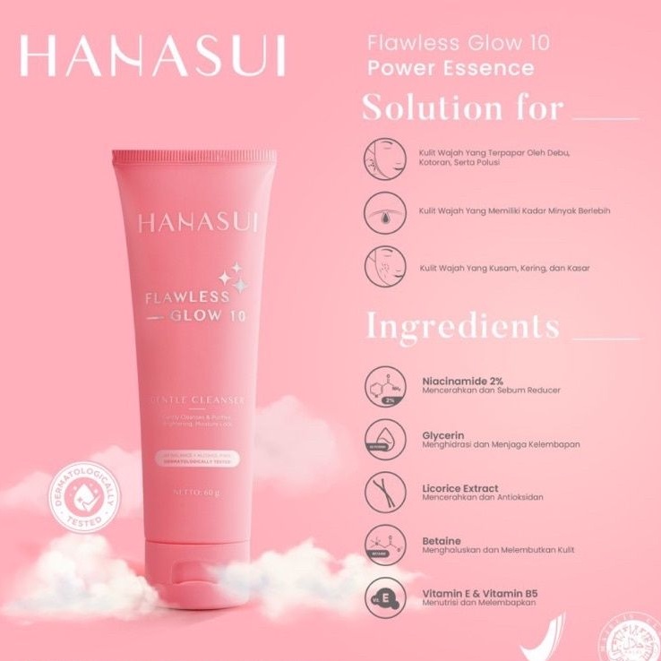 MFI - HANASUI SKINCARE FLAWLESS GLOW 10 CLEANSER ESSENCE CREAM BPOM