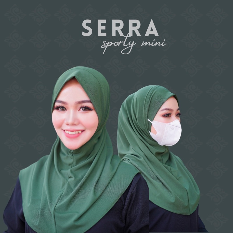 HIJAB INSTAN KERUDUNG SERRA MINI SPORTY (Jersey super Ada 2 lubang Telinga Untuk Insert Masker, Earp