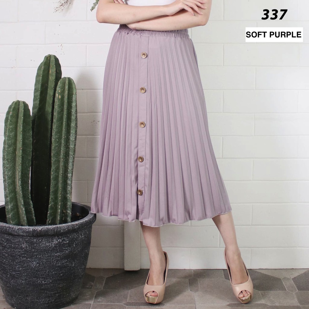 ROK PLISKET KANCING 337 PRISKET MIDI PENDEK PLEATED SKIRT FLARE SKIRT MIDI 7/8 FLOWY REMPEL