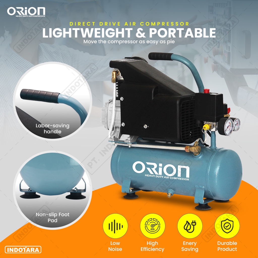 Kompresor Angin 0.75 Kw 3/4 HP 10L Air Compressor Orion type DC75M