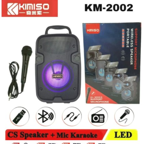 Speaker Bluetooth Led Mic Karaoke Portable Wireless Speker KIMISO KM 2002 KM-2002 + Microphone