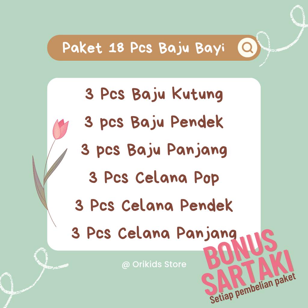 Promo Terbaru Paket Perlengkapan Baju Celana Bayi 18 Pcs Baby Newborn Lengkap 9 Stel