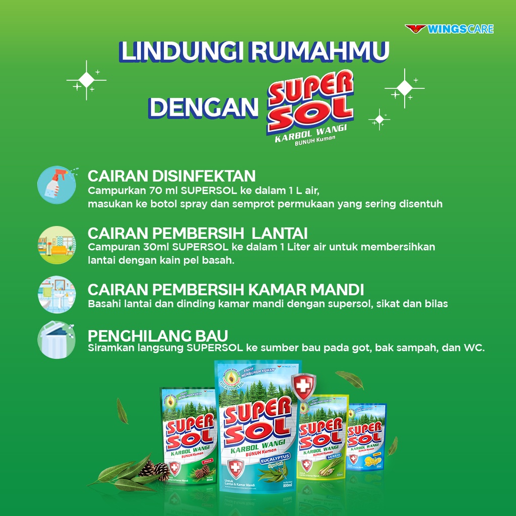 Supersol Pembersih Lantai Karbol Cemara Pine Botol 850 ml