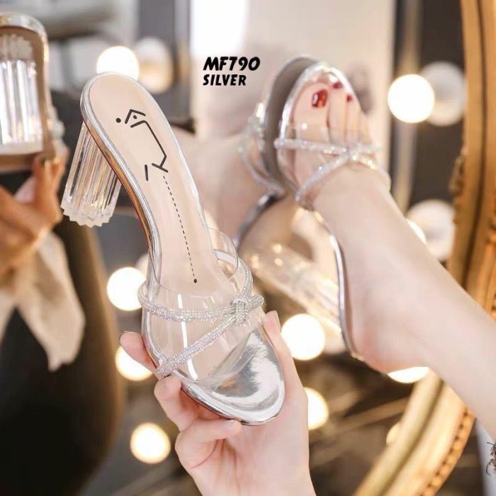 Sandal Wanita Heels Kaca FIKA - SILVER, 37