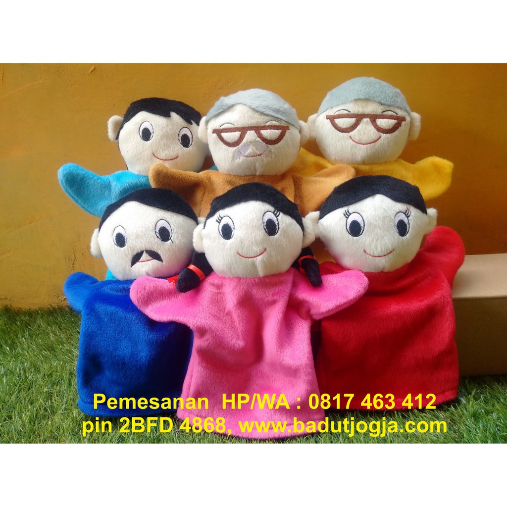 Boneka tangan keluarga family ayah ibu kakek nenek anak laki perempuan  hand puppet- per 1 buah