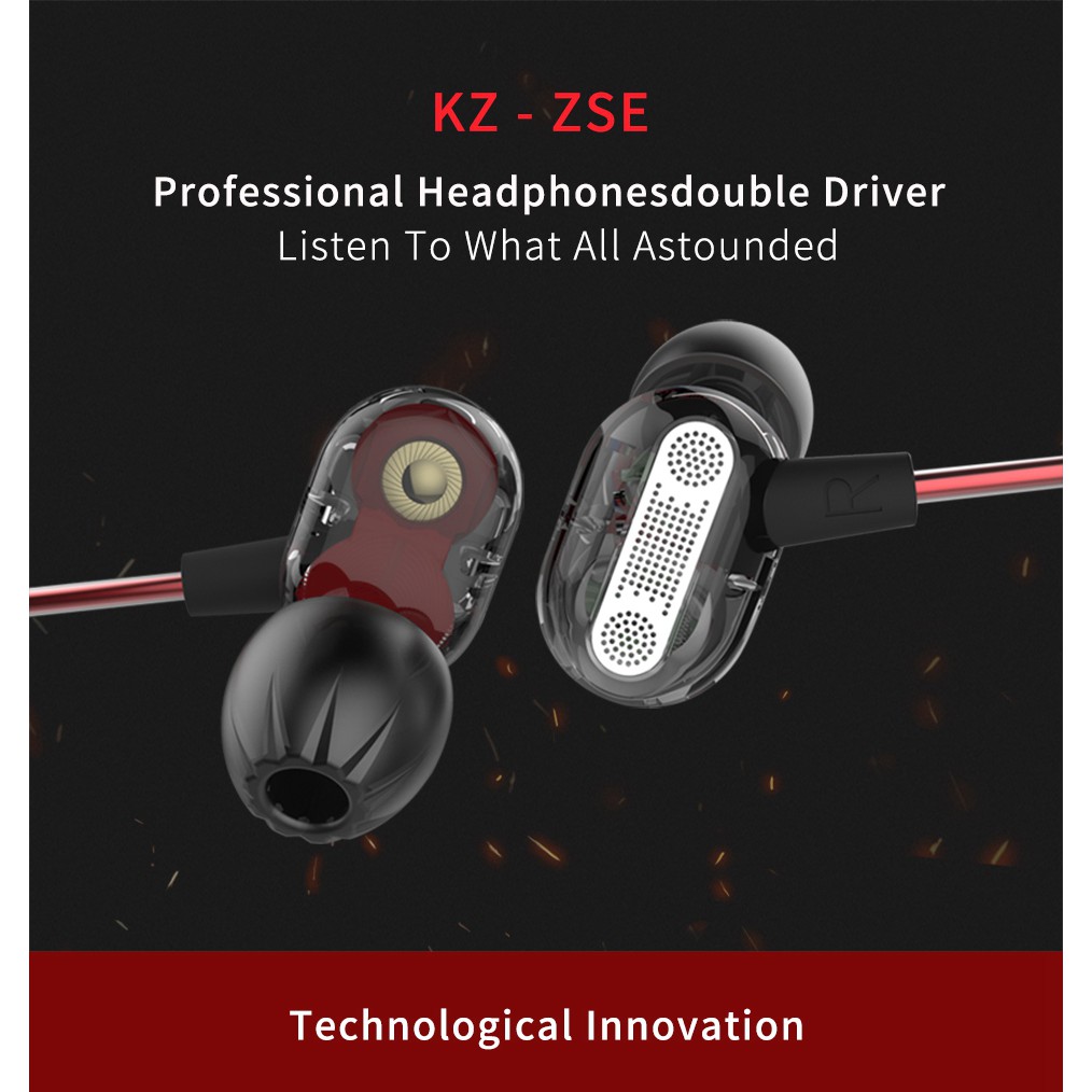 Knowledge Zenith Earphones - Dual Driver - With Mic - KZ - ZSE