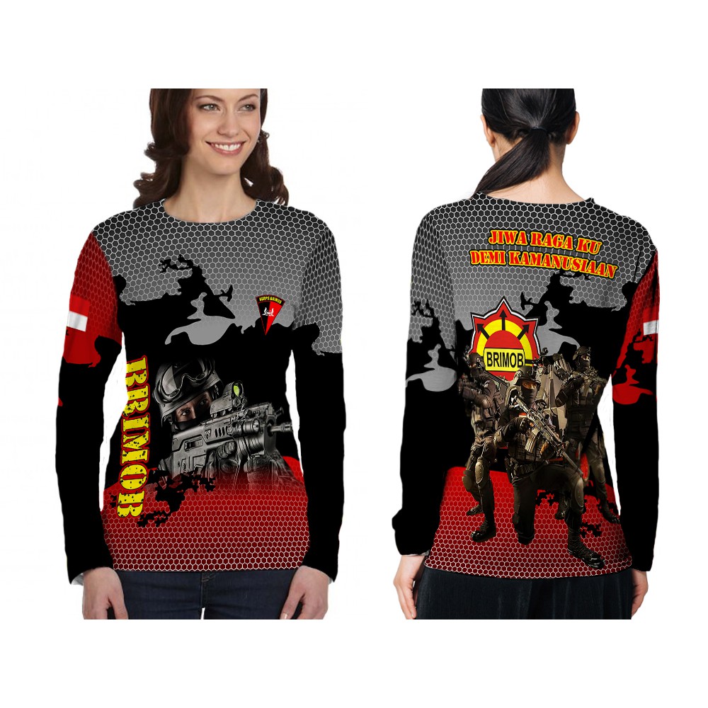 Kaos Brimob | Kaos Brimob Wanita | Kaos Brimob Wanita Lengan Panjang
