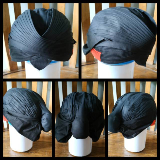 Blangkon Jogja jebeh lipat Hitam Polos lis Merah / Adat Jawa Tengah /Pakaian Tradisional