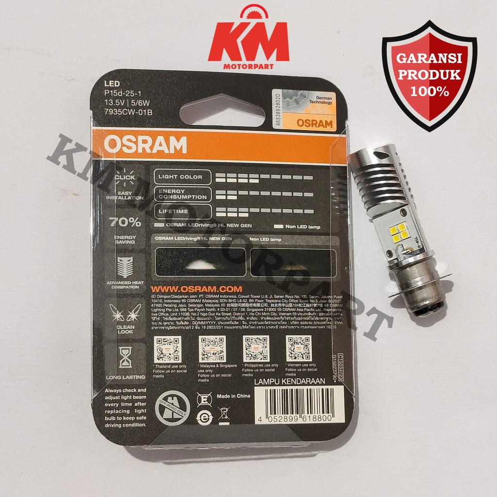 OSRAM T19 LED Putih Original H6 Lampu LED Motor Depan Super Terang Beat fi Vario Mio Sporty dll