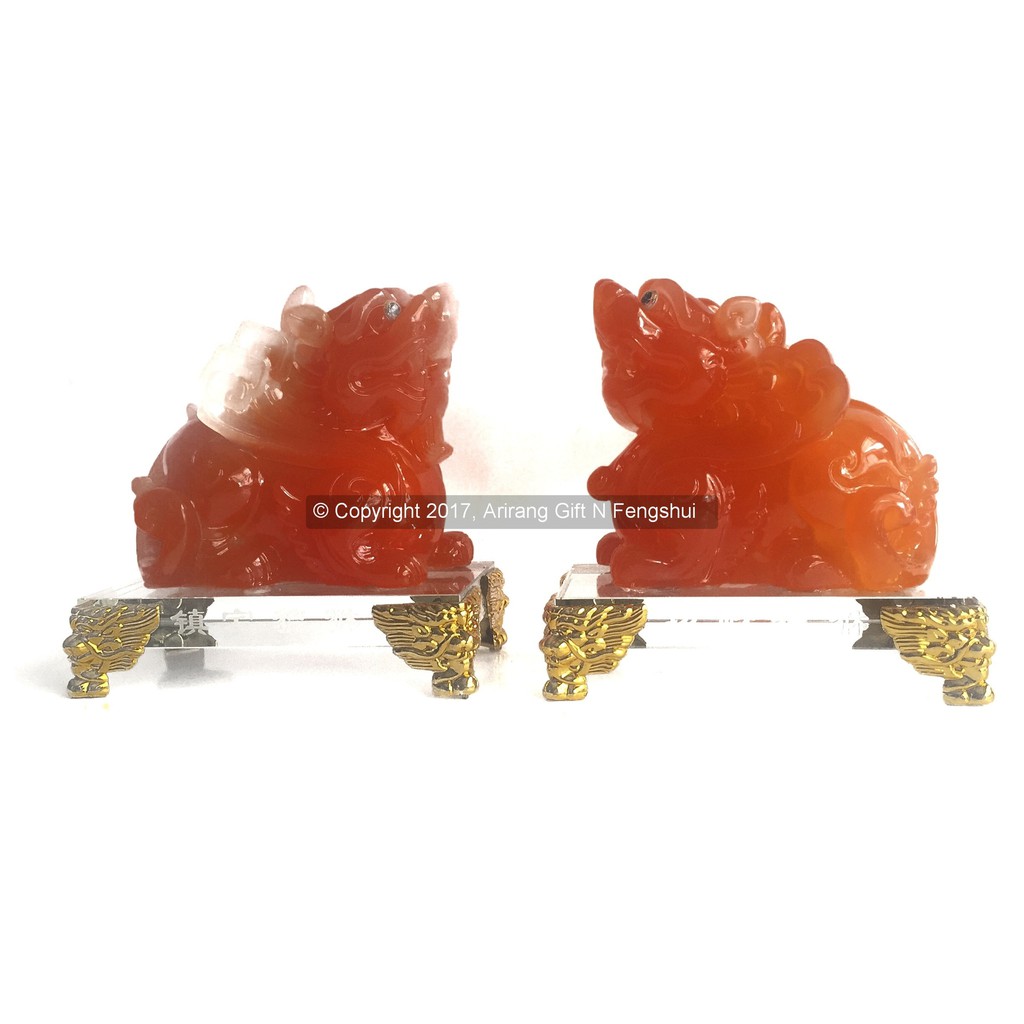 Pajangan Fengshui Sepasang Pi Xiu Orange |Penangkal Chi Negatif