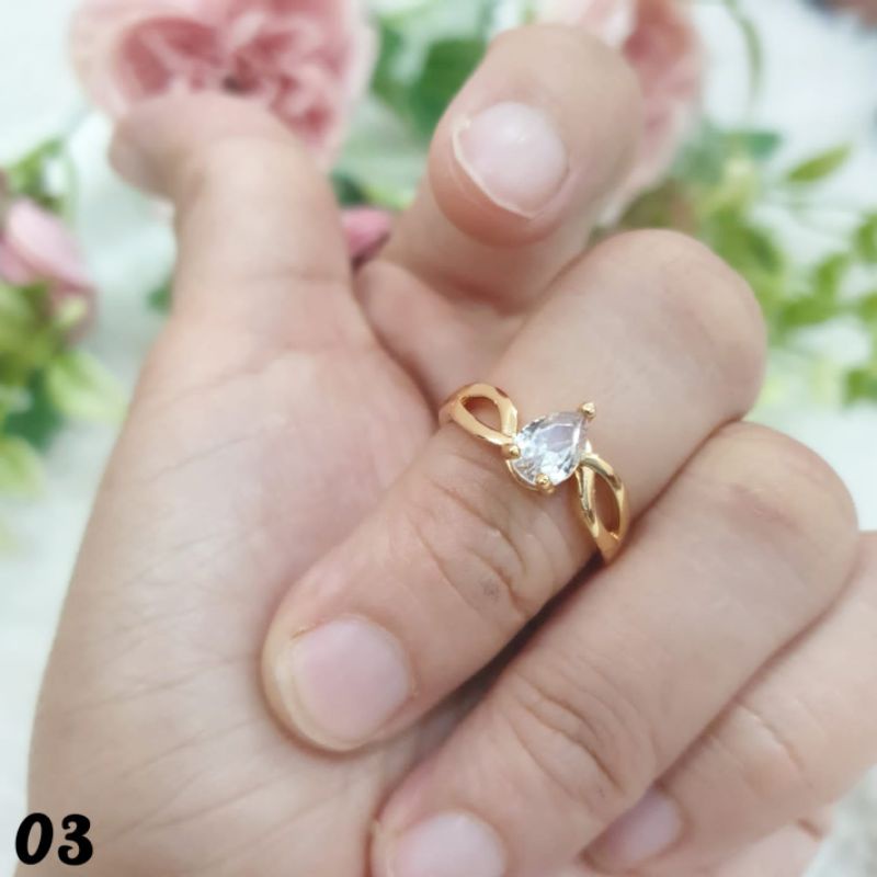 Cincin Xuping Fashion Simple Mata satu Warna Gold C03047