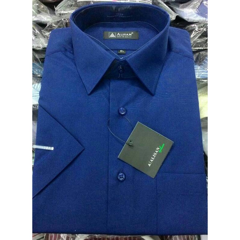 Kemeja Pria Alisan Reguler Pendek Maroon, Biru B2, Navy B7 (Cek Info)