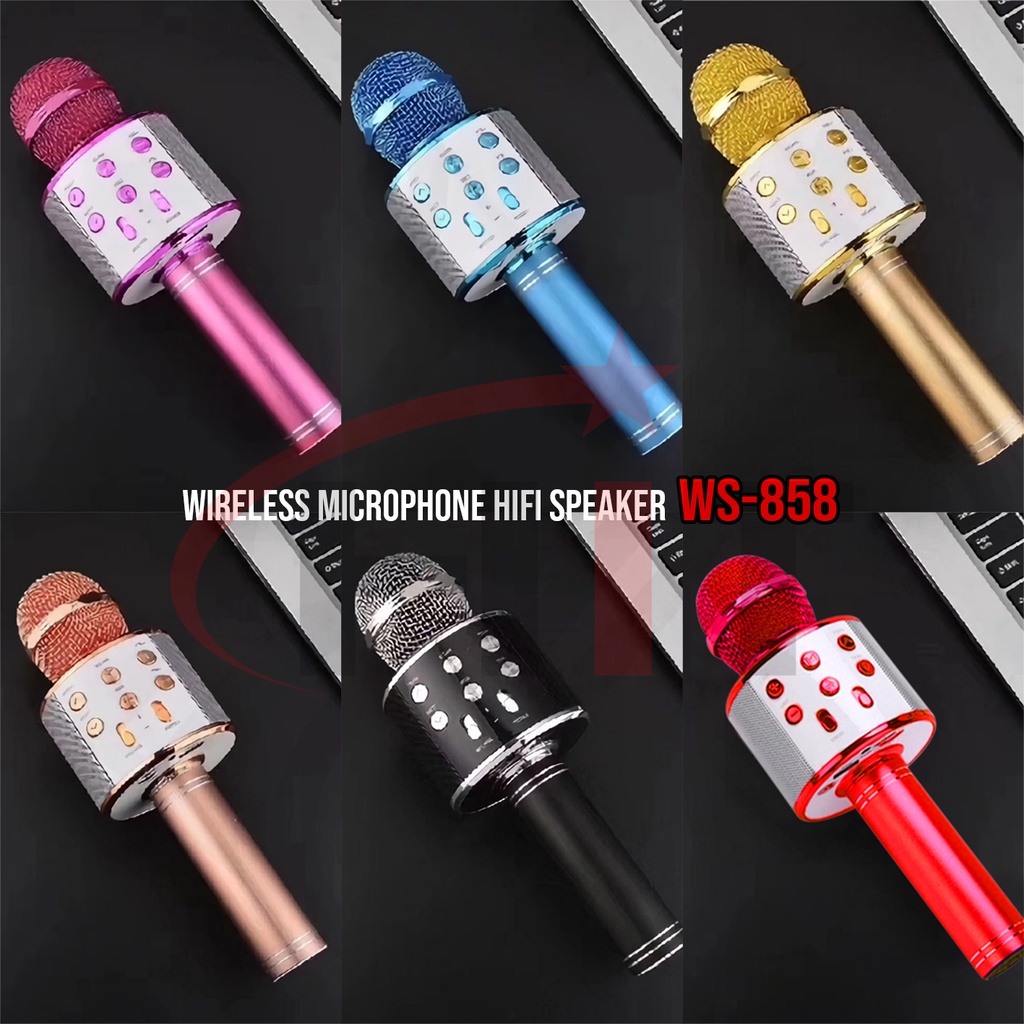 Speaker Microphone Karaoke Mikrofon Wireless Bluetooth WSTER WS-858 Mic Smule