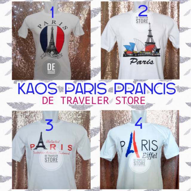 Kaos Souvenir Negara Paris Prancis / Baju Paris Eifel Murah