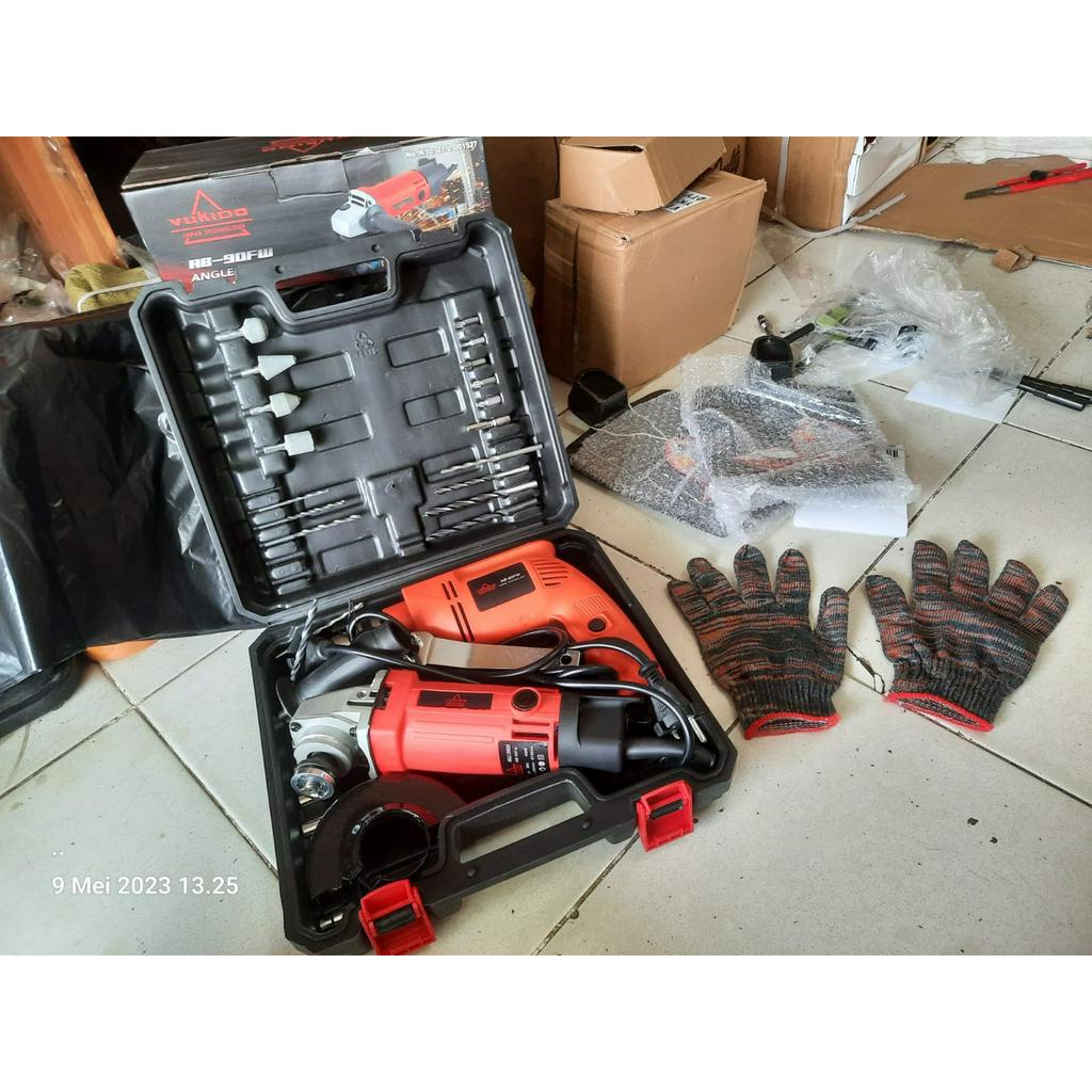 PAKET BOR GERINDA YUKIDO FREE KOPER Gerinda dan bor - paket pertukangan - power tools - mesin bor - mesin gerinda murah