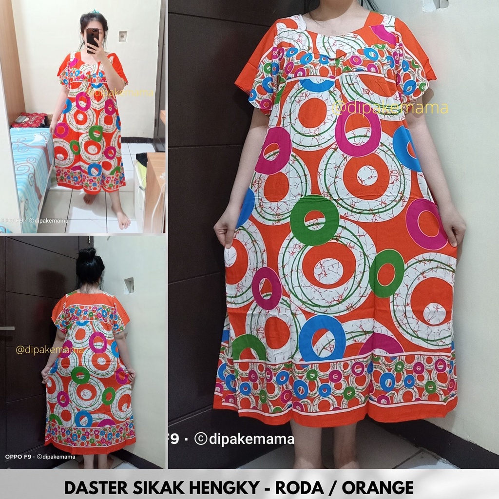 Daster Hengky Sikak ANYELIR TERBARU SEPATU BINTANG roda Baju Tidur Daster Batik Murah Harga Pabrik DASTER WANITA TERLARIS-RODA-ORANGE