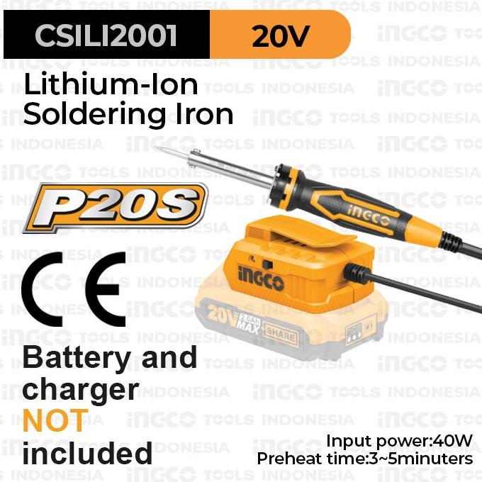 P20S Cordless Solder Iron (40 W) Ingco Csili2001 - Patri Listrik Timah