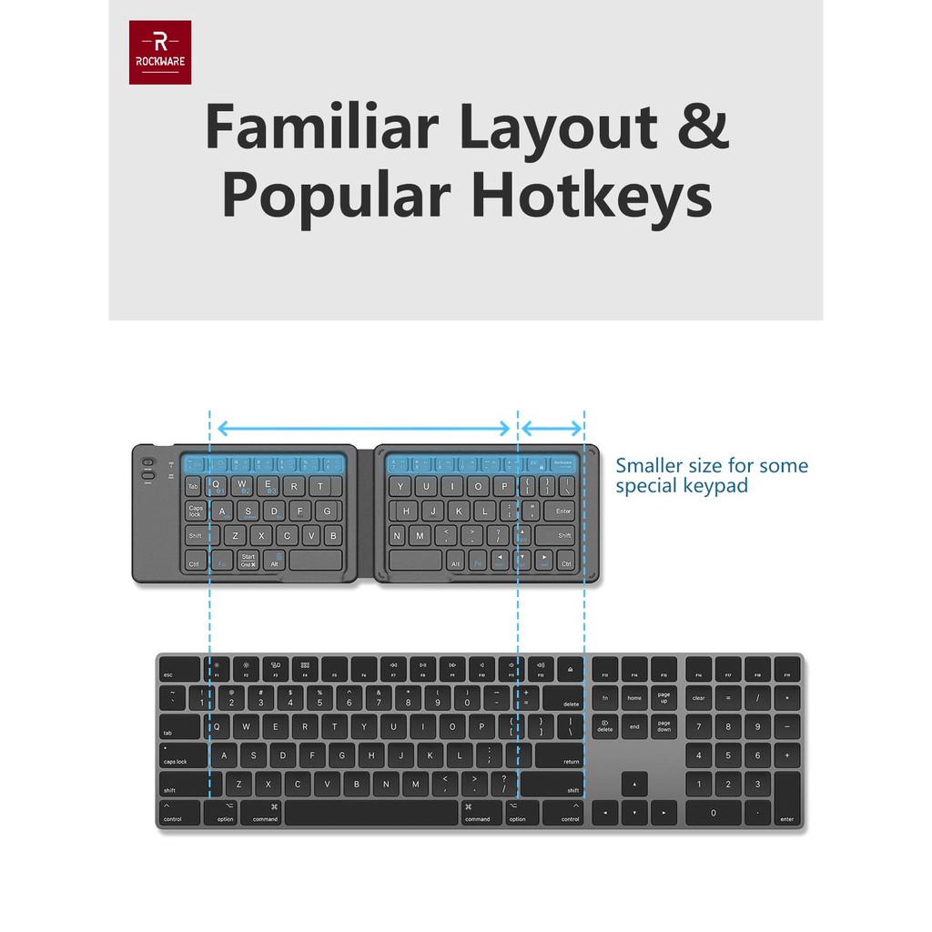 AKN88 - ROCKWARE RW-K08 - Universal Portable Folding Bluetooth 3.0 Keyboard