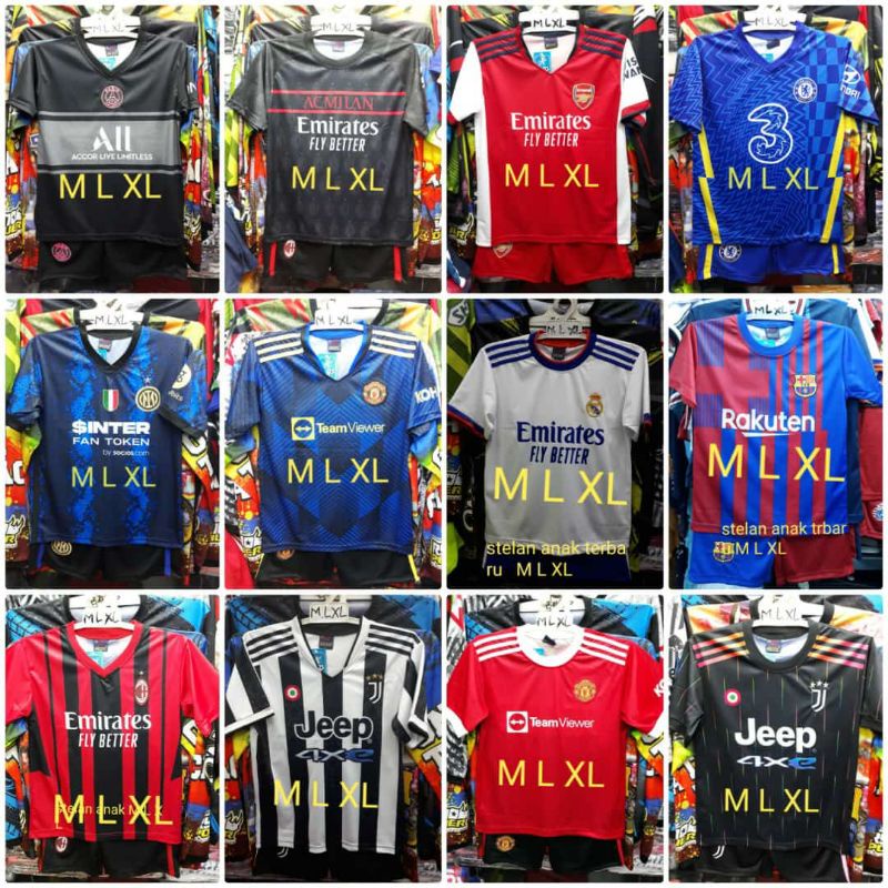 Jersey Bola Setelan Anak Printing || Setelan Kaos Bola Anak Printing